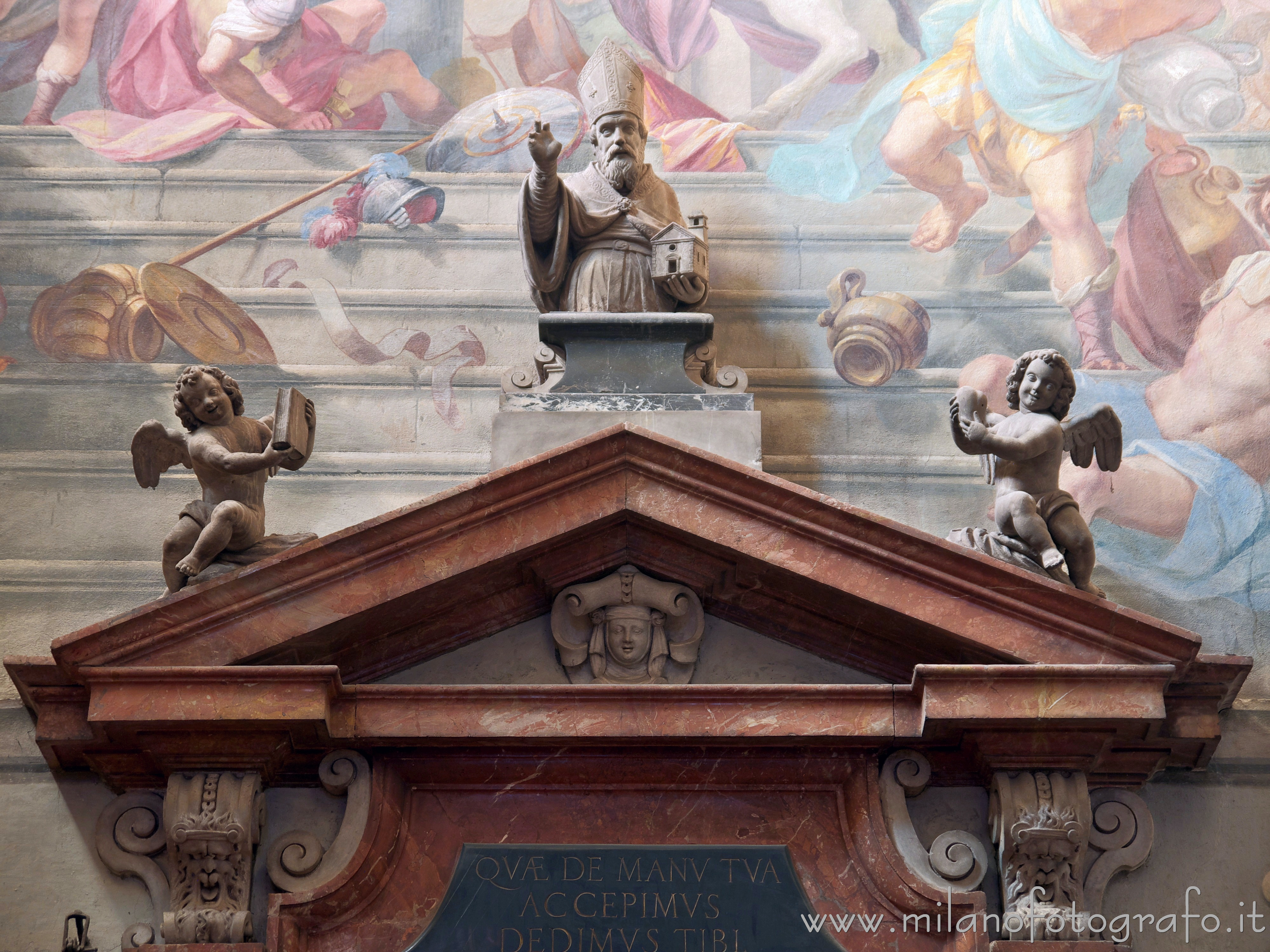 Milan (Italy) - Pediment over the door of the sacristy of the Basilica of San Marco